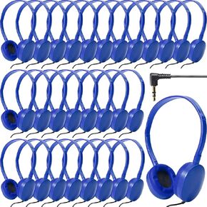 30 Pack Wired Headphones, Adjustable On Ear Headphones, Mixed Colors in Saudi Arabia