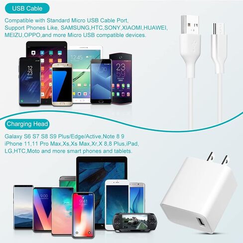 UL Listed Quick Charger Wall Charger, 15W QC Fast Charging USB Charger Power Adapter Wall Plug with 4ft Cord for Lava X28 Plus Comes with 4 Foot Micro USB Cable in Kuwait