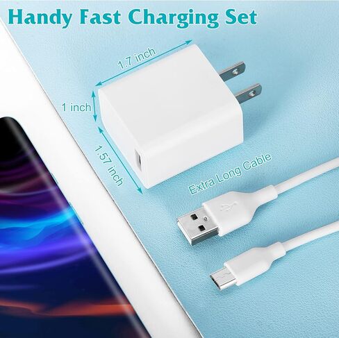 UL Listed Quick Charger Wall Charger, 15W QC Fast Charging USB Charger Power Adapter Wall Plug with 4ft Cord for Lava X28 Plus Comes with 4 Foot Micro USB Cable in Kuwait