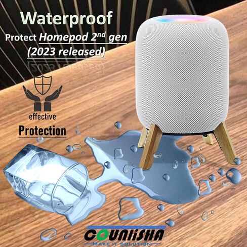 Real Wood Stand for Homepod 2nd gen (2023 Released),Desktop Bracket,Walnut | wooden holder with metal frame for better sound,sturdy stable mount with anti-slip protect apple home pod 2nd smart speaker in Kuwait