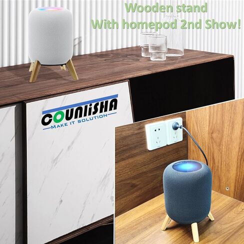 Real Wood Stand for Homepod 2nd gen (2023 Released),Desktop Bracket,Walnut | wooden holder with metal frame for better sound,sturdy stable mount with anti-slip protect apple home pod 2nd smart speaker in Kuwait