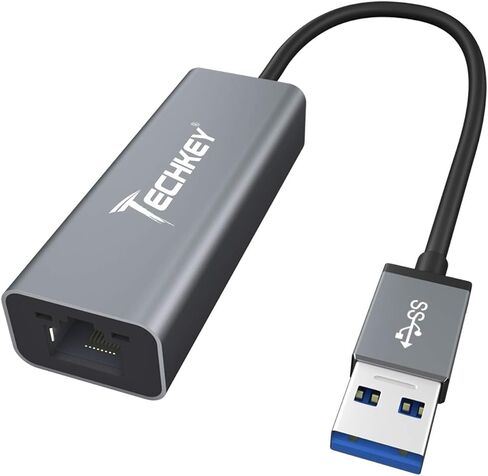 محول إيثرنت USB 3.0، Techkey USB إلى RJ45 Gigabit LAN/شبكة لأنظمة Windows XP/Mac OS X10.6 وأعلى، يدعم إيثرنت نينتندو سويتش/وي U/MacBook/Chromebook in Kuwait