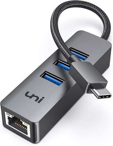 يوني محول ايثرنت USB C، موزع ايثرنت USB C بسرعة 1 جيجابايت في الثانية مع USB 3.0 [بدون برنامج تشغيل، الومنيوم] لماك بوك برو وكروم بوك واكس بي اس وايباد واي ماك وجالكسي وايفون 15 برو/ ماكس وكيبورد in Kuwait