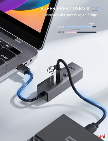 يوني محول ايثرنت USB C، موزع ايثرنت USB C بسرعة 1 جيجابايت في الثانية مع USB 3.0 [بدون برنامج تشغيل، الومنيوم] لماك بوك برو وكروم بوك واكس بي اس وايباد واي ماك وجالكسي وايفون 15 برو/ ماكس وكيبورد in Kuwait