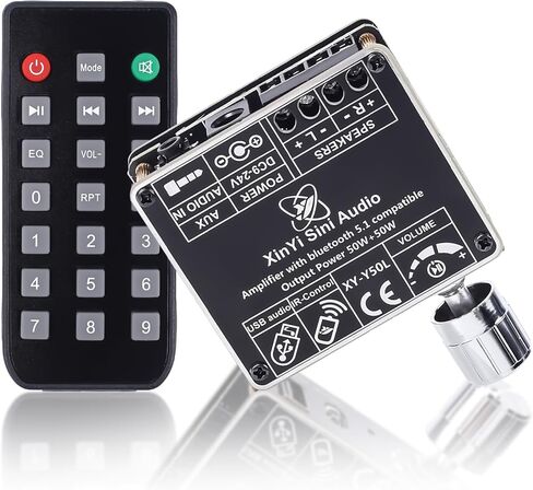 IStation 50W+50W HiFi لوحة مضخم صوت متوافقة مع البلوتوث، DC 9-24V وحدة مضخم طاقة الصوت مع جهاز تحكم عن بعد/APP يدعم مدخل Bluetooth/AUX/USB لمكبرات الصوت المنزلية في المتجر in Kuwait