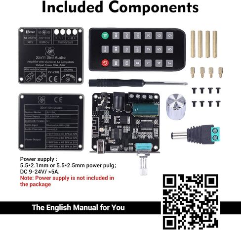 IStation 50W+50W HiFi لوحة مضخم صوت متوافقة مع البلوتوث، DC 9-24V وحدة مضخم طاقة الصوت مع جهاز تحكم عن بعد/APP يدعم مدخل Bluetooth/AUX/USB لمكبرات الصوت المنزلية في المتجر in Kuwait