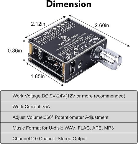 IStation 50W+50W HiFi لوحة مضخم صوت متوافقة مع البلوتوث، DC 9-24V وحدة مضخم طاقة الصوت مع جهاز تحكم عن بعد/APP يدعم مدخل Bluetooth/AUX/USB لمكبرات الصوت المنزلية في المتجر in Kuwait
