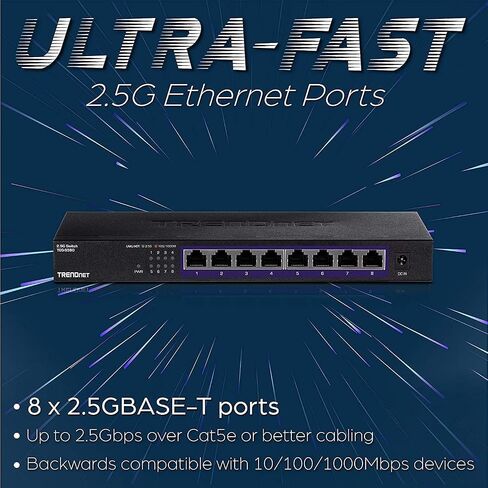 تريند نت مفتاح 2.5G غير مُدار بـ8 منافذ قابل للتثبيت على الحائط، TEG-S380 (مجدد) in Saudi Arabia