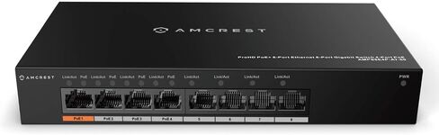 محول Amcrest ذو 8 منافذ مع 4 منافذ POE+ 802.3af/at 60W، غلاف معدني، (AGPS8E4P-AT-60) in Saudi Arabia