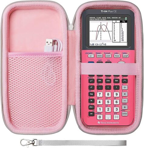 Case for Texas Instruments TI-84 Plus CE/TI-84 Evo/TI 84 Plus/TI-Nspire CX II CAS/TI-Nspire CX II Graphing Calculator, Mesh Pocket for Charging Cables, Pens and Rule(Black) in Kuwait
