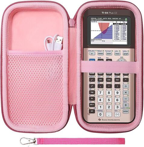 Case for Texas Instruments TI-84 Plus CE/TI-84 Evo/TI 84 Plus/TI-Nspire CX II CAS/TI-Nspire CX II Graphing Calculator, Mesh Pocket for Charging Cables, Pens and Rule(Purple) in Kuwait