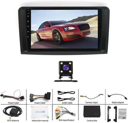 2G 32G Android Car Stereo,Slakerbe Android12 Car Stereo with GPS Navigation, 9 Inch Touch Screen Car Radio with Bluetooth FM WiFi + Backup Camera Fit For MercedesBenz ML GL ML350 GL320 X164 2005-2011 in Kuwait