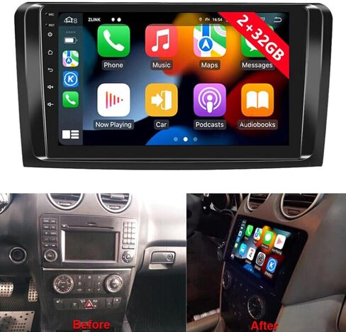 2G 32G Android Car Stereo,Slakerbe Android12 Car Stereo with GPS Navigation, 9 Inch Touch Screen Car Radio with Bluetooth FM WiFi + Backup Camera Fit For MercedesBenz ML GL ML350 GL320 X164 2005-2011 in Kuwait