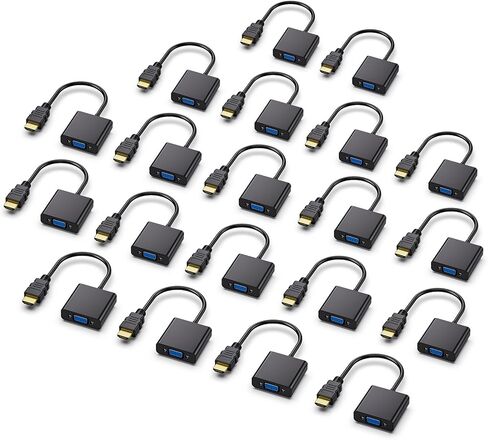 محول HDMI إلى VGA، 20 حزمة محول HDMI مطلي بالذهب (ذكر إلى أنثى) متوافق مع أجهزة الكمبيوتر وسطح المكتب والكمبيوتر المحمول والكمبيوتر الشخصي والشاشة وجهاز العرض وHDTV وChromebook وRaspberry Pi وRoku وXbox والمزيد in Kuwait