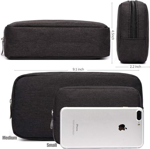 حقيبة تنظيم الكابلات الإلكترونية للسفر وحقيبة الملحقات حقيبة JBOS Gadgets حقيبة الحقيبة القماشية بسحاب حقيبة مقاومة للماء للإلكترونيات/الملحقات العالمية حقيبة حمل متعددة الوظائف، متوسطة/أسود in Kuwait
