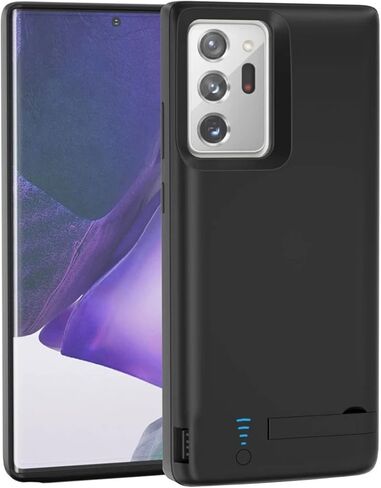 Battery Case for Samsung Note 20 Ultra, Extended Rechargeable External Backup PowerBank Battery Charger/Charging Case for Samsung Galaxy Note 20 Ultra 5G [6.9"] Added 100+% Power Juice,Black in Kuwait