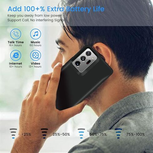 Battery Case for Samsung Note 20 Ultra, Extended Rechargeable External Backup PowerBank Battery Charger/Charging Case for Samsung Galaxy Note 20 Ultra 5G [6.9"] Added 100+% Power Juice,Black in Kuwait