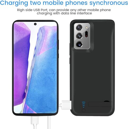 Battery Case for Samsung Note 20 Ultra, Extended Rechargeable External Backup PowerBank Battery Charger/Charging Case for Samsung Galaxy Note 20 Ultra 5G [6.9"] Added 100+% Power Juice,Black in Kuwait