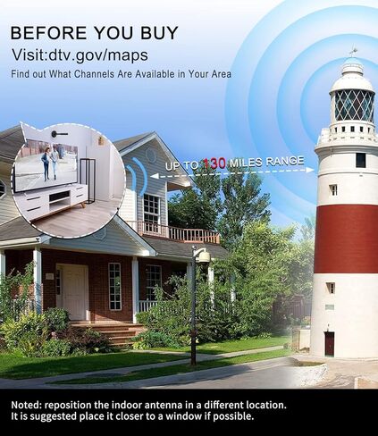 هوائي التلفزيون، هوائي التلفزيون الرقمي داخلي للتلفزيون الذكي، استقبال 360 درجة وهوائي HDTV معزز إشارة مكبر الصوت 2023، استقبال طويل المدى - يدعم عصا تلفزيون Fire 4K 1080p وجميع أجهزة التلفزيون - كابل محوري بطول 18 قدم in Kuwait