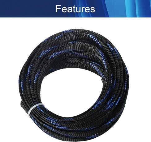 Cable Sleeve Braided Sleeving PET Wire Loom Tubing Cable 16.4ft-1/3inch Wrap Protector for HiFi Audio and Video Headphone Cable Protect Wires from Chewing of Pets Black in Saudi Arabia