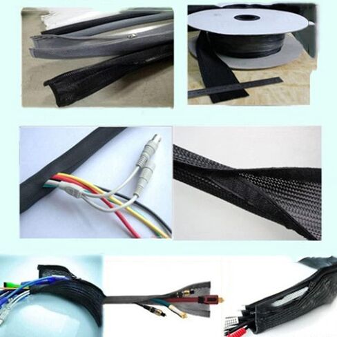 Cable Sleeve Braided Sleeving PET Wire Loom Tubing Cable 16.4ft-1/3inch Wrap Protector for HiFi Audio and Video Headphone Cable Protect Wires from Chewing of Pets Black in Saudi Arabia