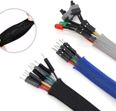 Cable Sleeve Braided Sleeving PET Wire Loom Tubing Cable 16.4ft-1/3inch Wrap Protector for HiFi Audio and Video Headphone Cable Protect Wires from Chewing of Pets Black in Saudi Arabia