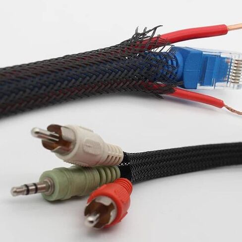 Cable Sleeve Braided Sleeving PET Wire Loom Tubing Cable 16.4ft-1/3inch Wrap Protector for HiFi Audio and Video Headphone Cable Protect Wires from Chewing of Pets Black in Saudi Arabia