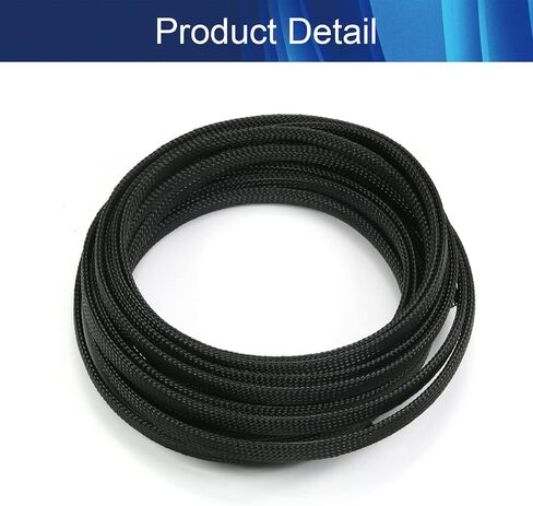 Cable Sleeve Braided Sleeving PET Wire Loom Tubing Cable 16.4ft-1/3inch Wrap Protector for HiFi Audio and Video Headphone Cable Protect Wires from Chewing of Pets Black in Kuwait
