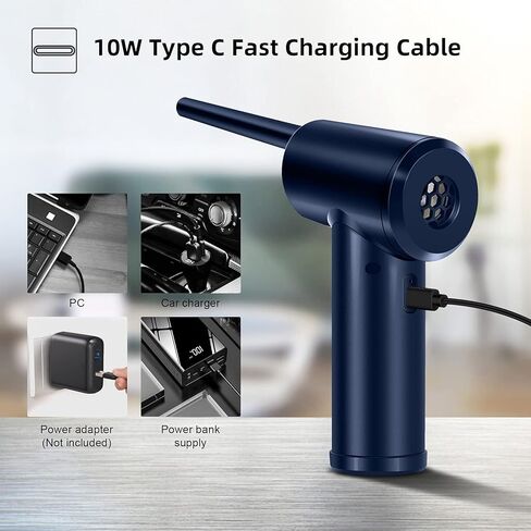 Reesibi Electric Cordless Air Duster - 40000 RPM Portable Air Blower 6000mAh Compressed Air Duster Alternative to Air Can Gas Cleaning for Keyboard Laptop PC Camera Cleaner in Kuwait