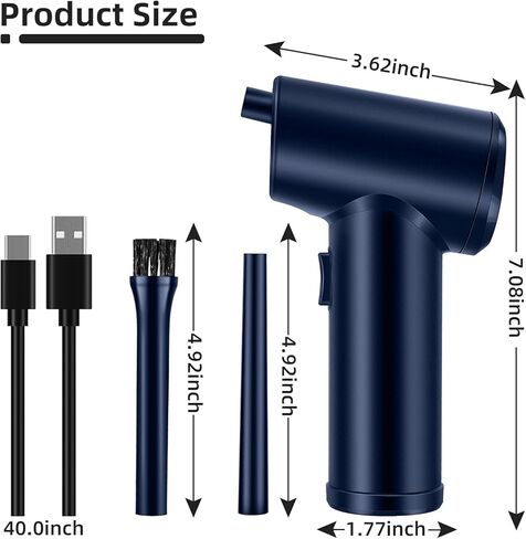 Reesibi Electric Cordless Air Duster - 40000 RPM Portable Air Blower 6000mAh Compressed Air Duster Alternative to Air Can Gas Cleaning for Keyboard Laptop PC Camera Cleaner in Kuwait