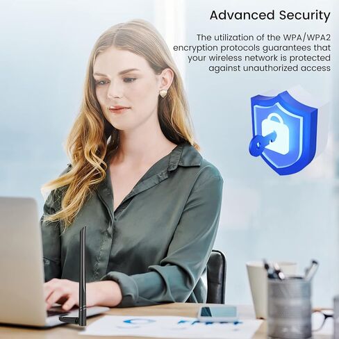 WiFi Adapter for Desktop PC – Inamax AC1300 Wireless Network Adapter for Laptop with Dual Band 5GHz High Gain 5dBi Antenna, Supports Windows 11, 10, 8.1, 8, 7, and XP, Mac OS 10.9-10.15 in Kuwait