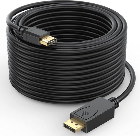 UVOOI 4K DisplayPort-DP to HDMI Cable 50FT, Display Port to HDMI Cable 50 Feet Adapter, 4K&3D, Video/Audio, 15.24M for HDTV, Monitor, Projector in Kuwait