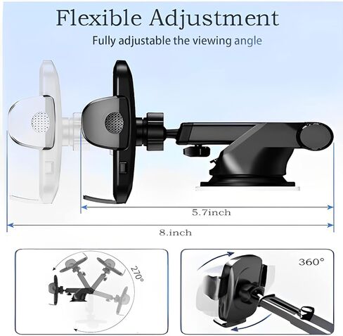 حامل هاتف السيارة العالمي Auetrcls، (صديق للطرق الوعرة) حامل لوحة القيادة فائق الشفط بدون استخدام اليدين، حامل هاتف بفتحة تهوية للزجاج الأمامي للسيارة، حامل لجميع الهواتف المحمولة وجميع السيارات in Kuwait
