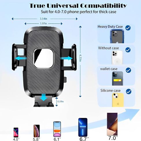حامل هاتف السيارة العالمي Auetrcls، (صديق للطرق الوعرة) حامل لوحة القيادة فائق الشفط بدون استخدام اليدين، حامل هاتف بفتحة تهوية للزجاج الأمامي للسيارة، حامل لجميع الهواتف المحمولة وجميع السيارات in Kuwait