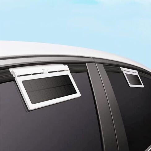 MYUOOT Car Cooling Fan with Three Air Outlet,Solar Powered Car Window Fan,ABS Solar Car Fan Window Ventc,Vehicle Cooling Fan Solar Power Car Exhaust Fan for All Kinds of Cars,White,1 Pack in Kuwait