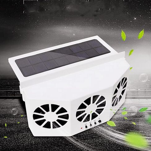 MYUOOT Car Cooling Fan with Three Air Outlet,Solar Powered Car Window Fan,ABS Solar Car Fan Window Ventc,Vehicle Cooling Fan Solar Power Car Exhaust Fan for All Kinds of Cars,White,1 Pack in Kuwait