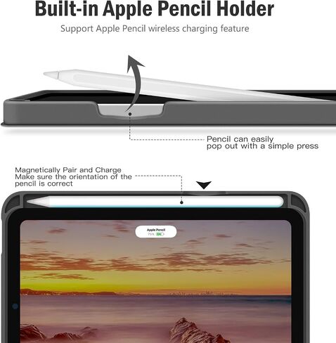 حافظة Antbox iPad Mini 6 (2021) الجيل السادس لجهاز iPad Mini 8.3 بوصة مع حامل قلم رصاص وغطاء ذكي من الجلد النباتي مع وظيفة النوم/الاستيقاظ التلقائي (بني) in Kuwait