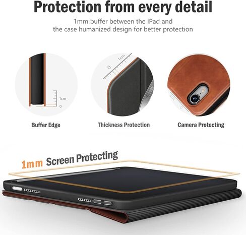 حافظة Antbox iPad Mini 6 (2021) الجيل السادس لجهاز iPad Mini 8.3 بوصة مع حامل قلم رصاص وغطاء ذكي من الجلد النباتي مع وظيفة النوم/الاستيقاظ التلقائي (بني) in Kuwait