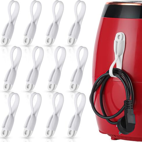 12 Pcs Cord Bundlers Organizer for Appliances, Black | Self Adhesive Kitchen Sticky Silicone Holder Organizer for Air Fryer, Toaster, Home Decorations Accessories in Kuwait
