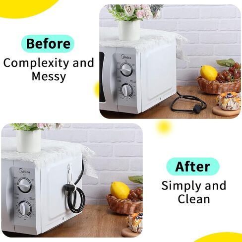 12 Pcs Cord Bundlers Organizer for Appliances, Black | Self Adhesive Kitchen Sticky Silicone Holder Organizer for Air Fryer, Toaster, Home Decorations Accessories in Kuwait