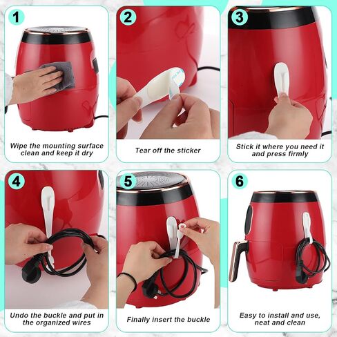 12 Pcs Cord Bundlers Organizer for Appliances, Black | Self Adhesive Kitchen Sticky Silicone Holder Organizer for Air Fryer, Toaster, Home Decorations Accessories in Kuwait