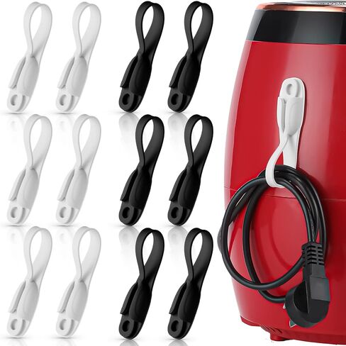 12 Pcs Cord Bundlers Organizer for Appliances, Black | Self Adhesive Kitchen Sticky Silicone Holder Organizer for Air Fryer, Toaster, Home Decorations Accessories in Kuwait