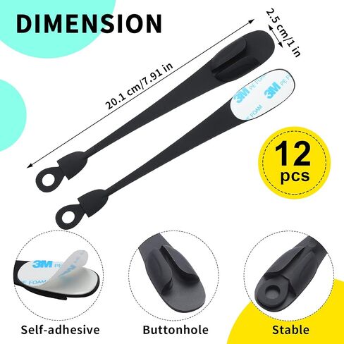 12 Pcs Cord Bundlers Organizer for Appliances, Black | Self Adhesive Kitchen Sticky Silicone Holder Organizer for Air Fryer, Toaster, Home Decorations Accessories in Kuwait