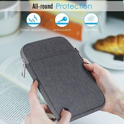 MoKo 6-7 Inch Kindle Sleeve Bag, Protective Nylon Cover Compatible with Kindle Paperwhite 2021, Fire 7 2022, All-New Kindle//Kids (11th Generation)/Colorsoft, Kobo E-Reader, Pink in Kuwait