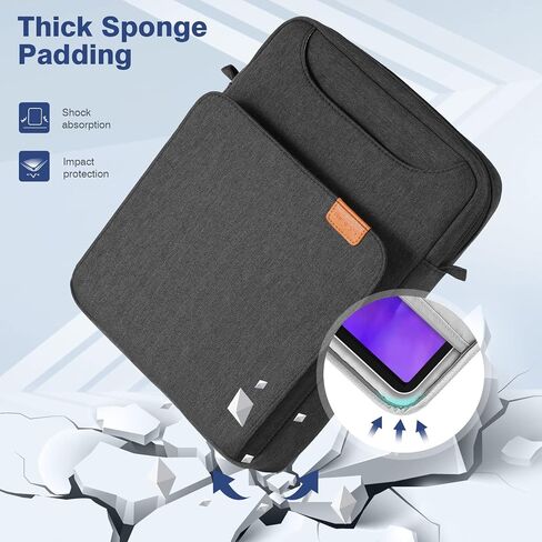 حقيبة كتف للكمبيوتر اللوحي MoKo 9-11، تناسب iPad Pro 11 2021-2018، iPad 10.2، iPad Air 4 10.9، iPad 9.7، Surface Go 3/2، Galaxy Tab A 10.1، حقيبة بوليستر مع حزام يد مخفي، أسود ورمادي in Saudi Arabia