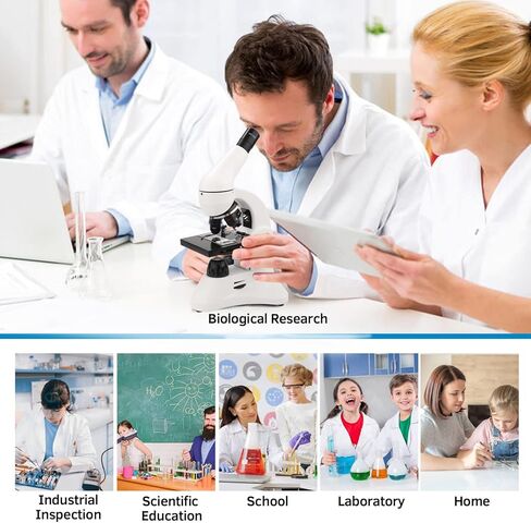 مجهر للبالغين والأطفال، مجهر أحادي العين 40X-2000X مع مجموعة علوم محول الهاتف شرائح المجهر، مجموعة المجاهر البيولوجية للطلاب مختبر التعليم المنزلي in Kuwait
