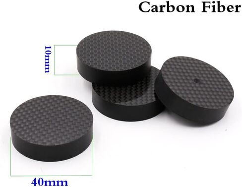 Tertullus 4Pcs Carbon Fiber Speaker Audio Isolation Feet Speaker Spike Pads Turntable Feet Pads Floor Protectors Dampening Pad Amp Feet for Turntable Speaker Subwoofer Etc(40mm×10mm) in Saudi Arabia
