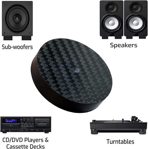 Tertullus 4Pcs Carbon Fiber Speaker Audio Isolation Feet Speaker Spike Pads Turntable Feet Pads Floor Protectors Dampening Pad Amp Feet for Turntable Speaker Subwoofer Etc(40mm×10mm) in Saudi Arabia