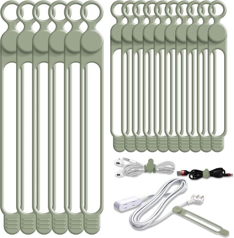 24Pcs Silicone Cable Ties, Cord Organizer Cable Management-Multi | Reusable Cord Ties for Electronics, Office Desk Accessories, Home Travel Essentials, Easy to Use, 4.2 Inch-4 Colors in Kuwait