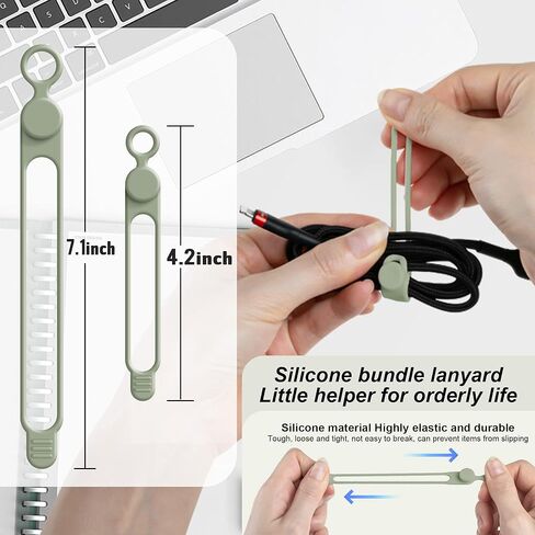 24Pcs Silicone Cable Ties, Cord Organizer Cable Management-Multi | Reusable Cord Ties for Electronics, Office Desk Accessories, Home Travel Essentials, Easy to Use, 4.2 Inch-4 Colors in Kuwait